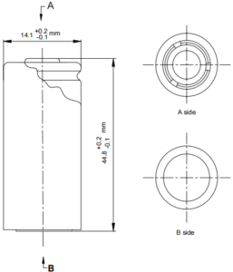 Outline dimension of 14450 battery