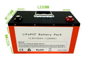 outline dimension of 12.8V 100Ah(1280Wh) lithium ion battery pack